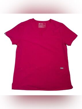 FIGS Women's Casma Three Pocket Ultra Rose Pink Scrub Top, Size M